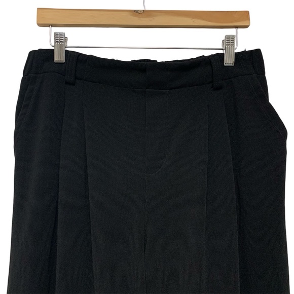 Halara High Waisted Wide Leg Pants Size XL Tall Waffle Fabric Pleated Black - Picture 6 of 16